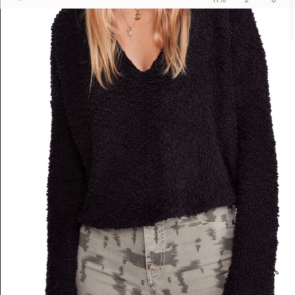 NWT Free People cropped black popcorn sweater XS - Picture 7 of 9